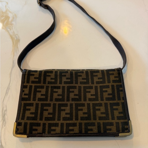 Fendi Brown Leather Logo Interior with Gold Stamp - Picture 2 of 11